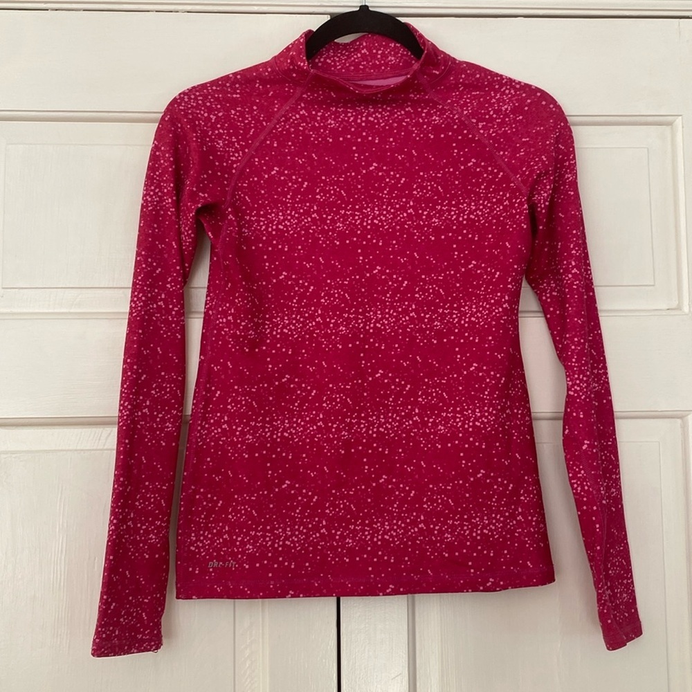 Nike Pro Girls Fitted Winter Mock Neck Dry Fit Dri Fit Size Large Baselayer Pink